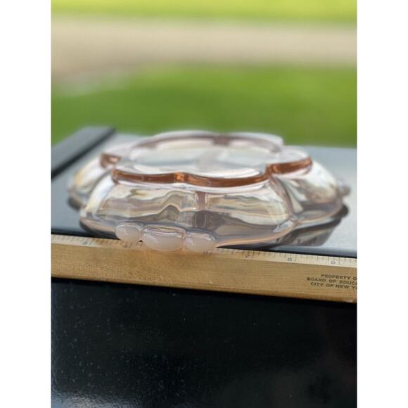 Duncan & Miller Glass Divided Dish Pink Opalescent‎ 8" Tray Plate 1930's Vintage - Picture 2 of 7